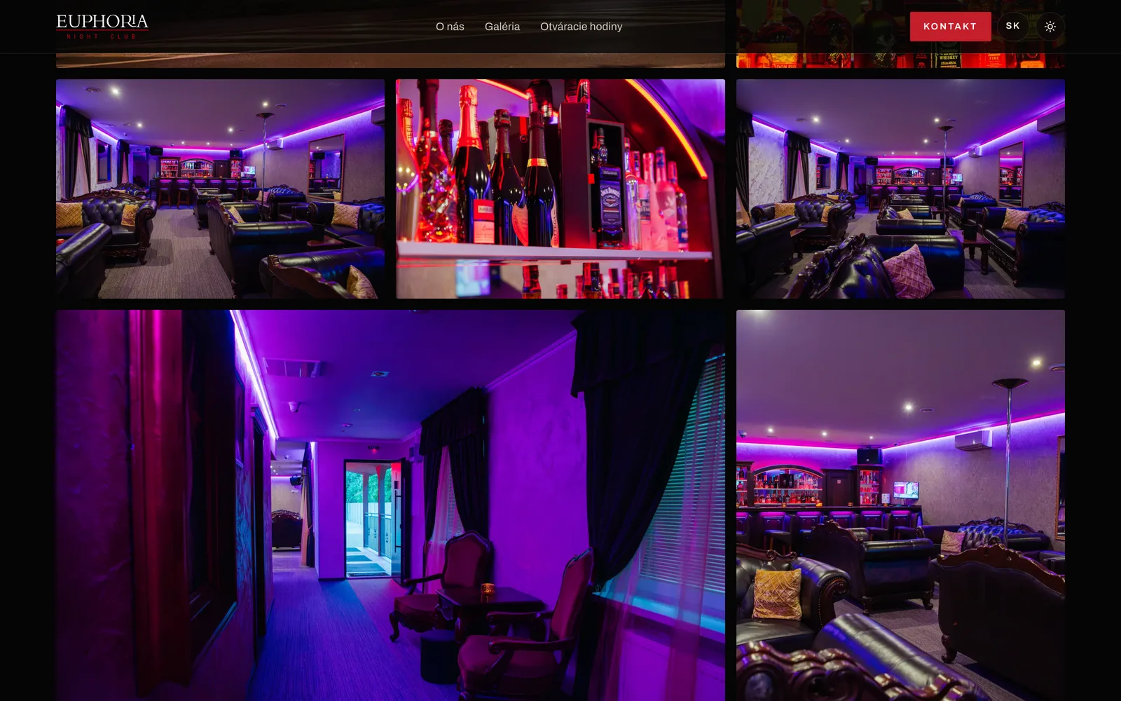 Úvodná stránka euphorianightclub.sk — nočný klub v Šamoríne